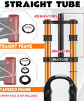 Diagram of Trail-Ready 26 Inch Mountain Bike Front Fork With Air Suspension, 180mm Travel, 1-1/8 Inch Threadless Straight Tube fit details.