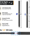 Rugged And Ready Heavy Duty 100 Pack Left And Right Handed T316 Stainless Steel Swage Lag Screws for 1/8 inch cable