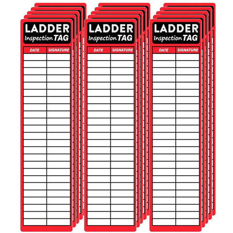 Heavy Duty Red Ladder Inspection Labels 120 Pack Real Deal Safety Stickers For Job Site Checks And Crew Step Tagging With Blank Log Grid