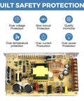 24V 10A Switching Power Supply 240W AC to DC for LED Strip Lights, Adjustable 110V 220V Input, Safe High Efficiency DC Output, Ideal for Home, Office, and DIY Projects., aluminum case power supply circuit board with protection icons and terminal block