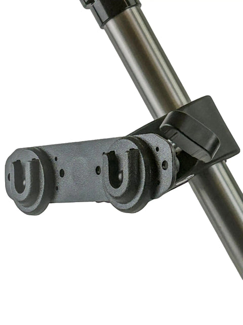 Dual Ham Radio Microphone Holder Clamp Black Heavy Duty Mount That Grabs Two Mics Yaesu Anytone And Other Mobile Two Way Radios