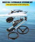 Beefy Hydraulic Outboard Steering Kit With 13.5 Inch Aluminum Wheel And 18 Foot Nylon Hose And 300HP Helm Pump