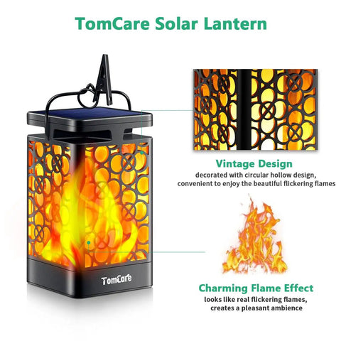 Upgraded Solar Lantern With Realistic Flickering Flame Outdoor Hanging Lantern Lights For Patio Garden Deck Yard Waterproof LED 4 Pack