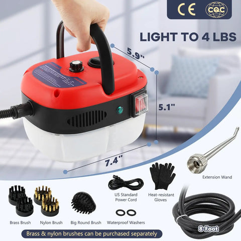 Heavy Duty 2500W Steam Cleaner With Lightning Fast Heat Up Portable High Temp Power Steamer for bathroom and kitchen use.