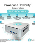 Premium Compact Mini Computer System Featuring Snappy Intel Core Chipset And No Sweat Software Configuration For Flexible Hardware Upgrades And Effortless Daily Workflow Optimization with specs for CPU, SSD, and connectivity options.