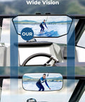 Universal Marine Boat Rear View Mirror 10.5 Inch By 4 Inch Upgrade Ride Ready view showing wide angle reflection of wakeboarder
