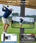Dual Magnets Golf Cart Phone Holder With MagSafe Compatibility, cradle-free design showing golfer recorded without obstruction.
