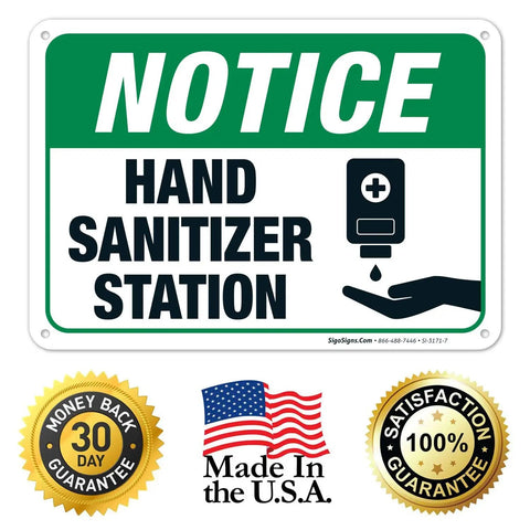 Wall Mounted Hand Sanitizer Station Sign For Offices Lobbies Or Schools lightweight polystyrene frame, indoor display with clear messaging.