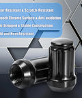 Heavy Duty Black 1/2-20 Lug Nuts Set for Ford Mustang F-150 Explorer Jeep with highlighted anti-oxidation features