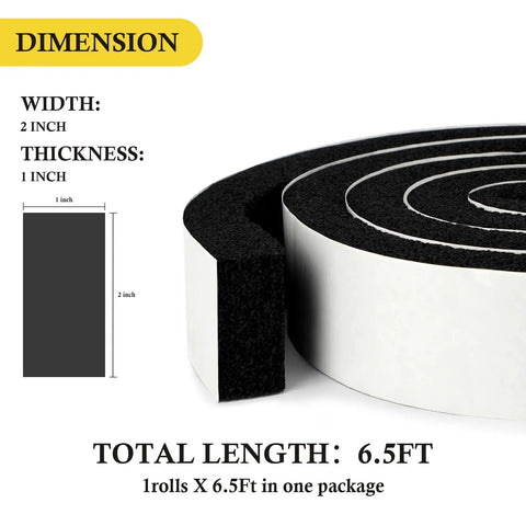 Heavy Duty Window Air Conditioner Seal Tape 2 Inch Wide By 1 Inch Thick Adhesive Foam Weather Stripping dimensions 6.5 Feet Roll