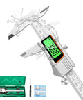 Digital Caliper 12 Inch 300mm Stainless Steel Electronic Caliper With Large LCD Screen, water-resistant, in green case