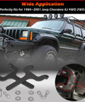 Heavy Duty Rear Bar Pin Flag Nut Kit To Swap Out Busted Shock Mounts On Your Ride Fits 1984 To 2001 Jeep Cherokee XJ 4WD 2WD with bolts and washers.