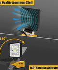 Cordless 55W Work Light With Hella Bright 36 LED Beads, USB Type-C Charging, rotatable design showcasing 140° angle