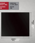 Diagram showing dimensions and coverage of the Moisture Barricade Underlayment Film for Vinyl Laminate SPC and Engineered Wood Floors 6 Mil Thick Polyethylene Vapor Barrier 120 Sq Ft Roll Black Pro Grade Heavy Duty with Easy Seal Adhesive Strip