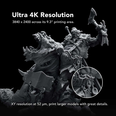Detailed miniature printed with Sonic Mighty 4K Resin 3D Printer with Monochrome 9.3 Inch LCD, showcasing 52 Micron XY detail.