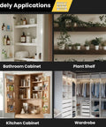 Heavy Duty 100 Pack Stainless Steel Shelf Pins With Polished Nickel Finish in bathroom, kitchen, plant, and wardrobe shelves.