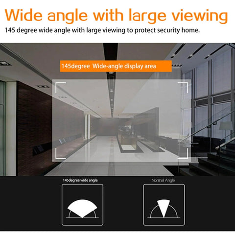 145-degree wide view display from All In One Peephole Doorbell Camera With 4.3 Inch Indoor Monitor Easy Install 720P Video 940Nm Night Vision