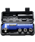 Tough As Nails Heavy Duty Pneumatic Air Impact Wrench With 1/2 Inch Drive And 90 Degree Right Angle Head in black case with sockets.