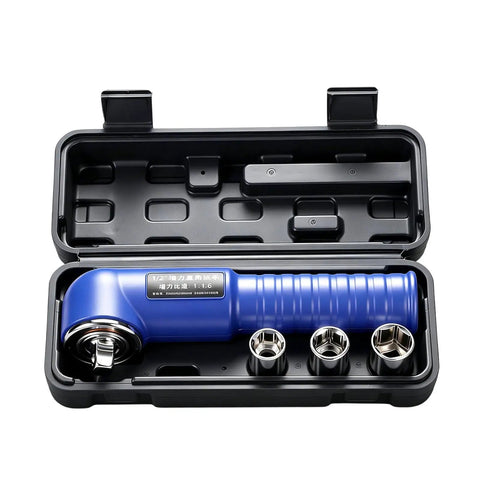 Tough As Nails Heavy Duty Pneumatic Air Impact Wrench With 1/2 Inch Drive And 90 Degree Right Angle Head in black case with sockets.