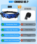 Comparison chart showing 7 Handle Gait Belt For Seniors 59 Inch With No Slip Padding next to a generic belt highlighting features.