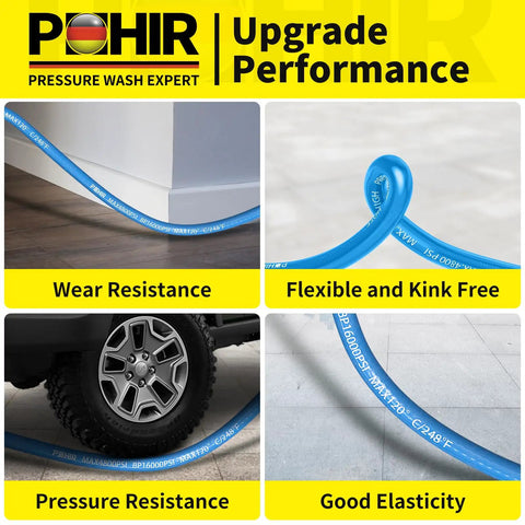100Ft Pressure Washer Hose Three Eighths Inch 4800 Psi Kink Resistant Industrial Grade Wire Braided in use