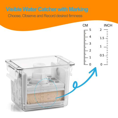 Dishwasher Safe Press For Quick No Fuss Meal Prep And Extra Firm Tofu This Press Drains Water with visible markings.