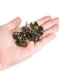 Hella Durable Upholstery Tacks Nail Pins 100 Piece Pack 16Mm Head 20Mm Shank Carbon Steel Yellow Bronze Electroplated Finish for tough furniture DIY projects held in a hand.