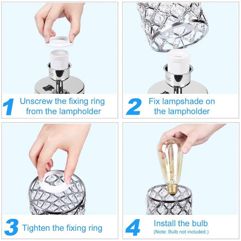 Crystal Bedside Lamps Set Of 2 With Dual USB Charging Ports Modern Nightstand Table Lamps For Bedroom And Living Room Glam K9 Crystal Decor Easy Install Perfect For Home Office - Installation Steps
