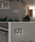 10 Inch Stainless Steel LED House Number Sign With 6000K Bright White Backlight Waterproof Outdoor Address Plate mounted on wall
