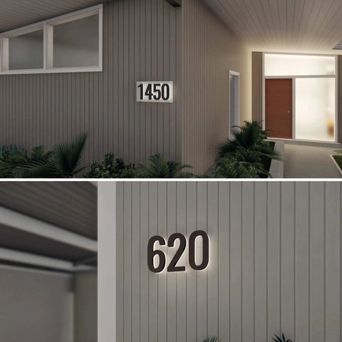 10 Inch Stainless Steel LED House Number Sign With 6000K Bright White Backlight Waterproof Outdoor Address Plate mounted on wall