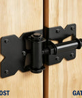 Heavy Duty Self-Closing Gate Hinges For Wooden And PVC Fences, Adjustable Spring Tension, Self-Closing Gate Hardware Kit, Black Finish, 2-Pack For Garden Gates And Fences on wood gate