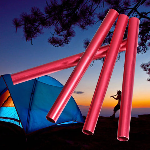 4 Piece Tent Pole Repair Kit Lightweight Aluminum Alloy Splints For Quick Fixes On Camping Gear And Hiking Tents Ideal For Emergency Pole Repair And Reinforcement Red 13 Cm 5 Inch shown against a tent backdrop.