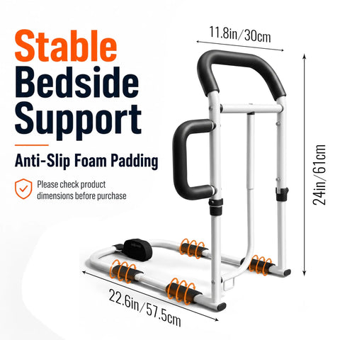 Heavy Duty Bed Rails for Elderly and Seniors Safe Bed Cane with 350LBS Capacity ASTM F318624 Certified, dimensions shown