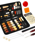 Open view of Leather Sewing Kit With Waxed Thread, Needles, Awls And Hand Stitching Tools For DIY Leather Projects, A Dope Gift For Adults, Home Crafting, Beginners To Pros, showing 10 colored threads and tools in a black case.