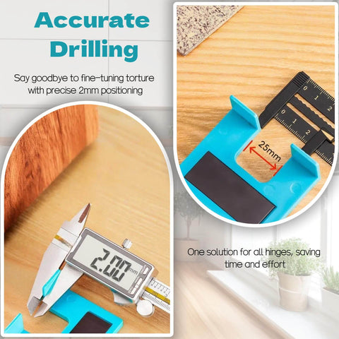 Close-up of The Easy Hinge Mate Quick Install Hinge Jig With Magnetic Locking For No Drill Door And Cabinet Setup on wood.