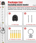Savage Resistance Band Wall Mount Anchor Rig For Home Gym Flex Zero Clutter package list with end caps, screws, hammer-in anchors and O-ring.