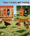 Hella Durable Metal Chicken Grit And Oyster Shell Feeder Built With Smooth Hanging Gravity Setup, shown with screw and zip tie fixtures.
