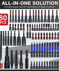 80 Piece Magnetic Impact Nut Driver Set With SAE And Metric Sockets And Universal Sockets Wing Nut Drivers Adapters And Bit Holder For Power Drill And Impact Driver For Auto And Home Repair displayed in a case