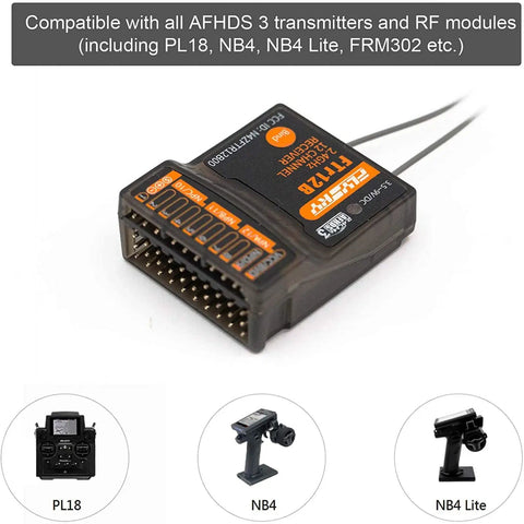 FTr12B receiver for 18 Channel RC Transmitter With 2.4G Link And 3.5 Inch TFT Touch Screen For RC Cars Boats Drones FPV Pro Grade
