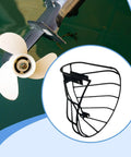 Heavy Duty Propeller Guard For Outboard Motor Dive Boats Keeps Gear Safe From Rocks And Debris With Easy Install Metal Hardware Protection That Slays The Water with propeller image.