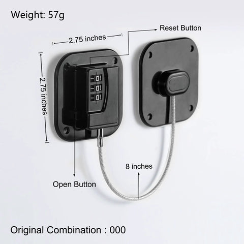 Boss Level Fridge Lock For Kitchen Cabinets And Pantry Drawers Heavy Duty Combo Padlock Kid Safe Keyless Tumbler with reset button.