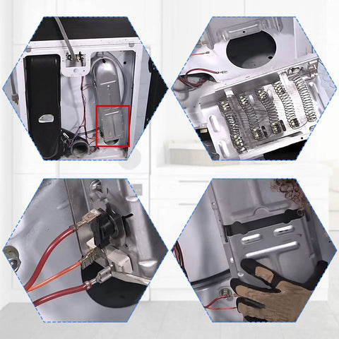 Installation diagrams for Dryer Heating Element Replacement For Maytag Whirlpool Includes 279838 Replacement Element And 279816 Kit