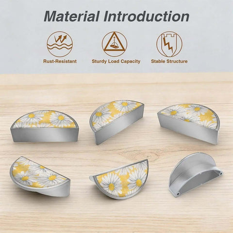 Dope Solid Cabinet Pulls Top Shelf Brushed Nickel Drawer Handles 3 Inch Center To Center 2 Pack with Watercolor Yellow Daisies.
