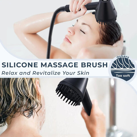 Magnetic Docking Handheld Shower Head With High Pressure Power Wash Mode Chlorine Removal Massage Brush in use