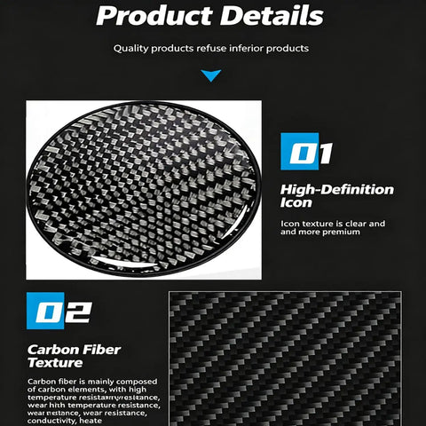 Close-up of carbon fiber texture and high-definition icon for Tesla Cybertruck Cup Holder Coasters 2 Pack Waterproof Anti Slip Interior Panels Shield Against Spills And Scratches Game Changer Fit 2023 To 2025 Models.