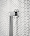 18 Inch Stainless Steel Bathroom Grab Bar Chrome Finish For Safety And Support Beefy Grip Modern Shower Bar For Seniors And Caregivers Supports Up To 500 Lbs When Stud Mounted close-up of chrome finish mount