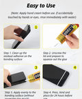 Easy-to-use instructions for Waterproof Flexible Repair Adhesive Glue for Phone Screens and Electronics, 50 ml, with application steps.