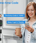 Electronic Keypad Deadbolt With Fingerprint Door Lock And Keyless Entry For Front Door installed on wooden door
