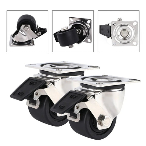 Set Of 4 Heavy Duty Swivel Casters With Locking Brakes 3 Inch Universal Wheels Perfect For Furniture And Metal Shelving Tough As Nails Rolls Smooth Holds Weight Like A Champ Snaps On Fast