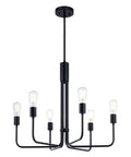 6 Light Black Vintage Chandelier Pendant Ceiling Light for Living Room Dining Room Kitchen Island Hardwired Fixture with Slim Black Metal Frame and Geometric Look Design
